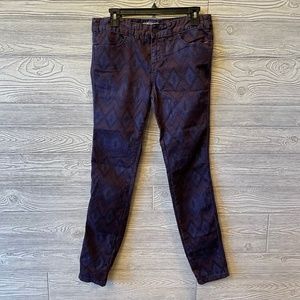 FREE PEOPLE Millennium Ikat Print Skinny Jeans Purple Southwestern Size 29